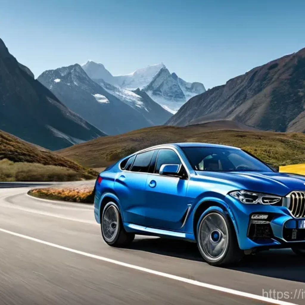 BMW X6 쿠페형 SUV 디자인 분석 - **Prompt 1: Dynamic Front Profile of the BMW X6 (G06)**
    "A majestic, low-angle, dynamic front th...