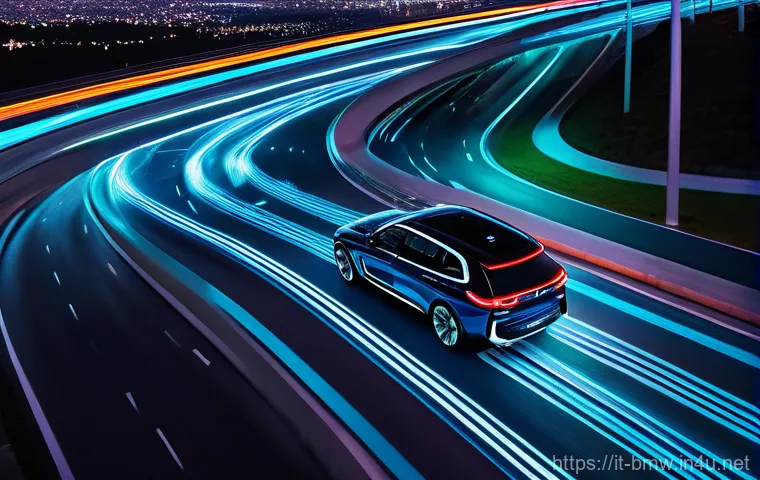 BMW i7의 자율주행 기술 - **Prompt: Luxurious Autonomous Interior**
    "A lavishly appointed interior of a BMW i7, seen from ...
