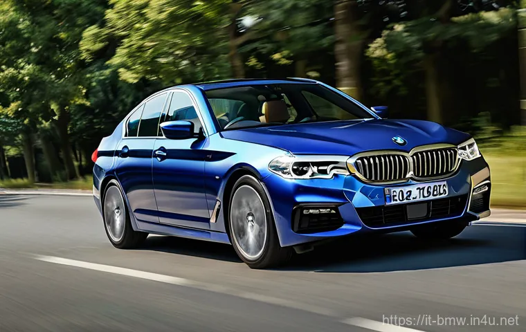 BMW 5시리즈의 주행 테스트 결과 - Here are three detailed image generation prompts in English, based on the provided text about the ne...