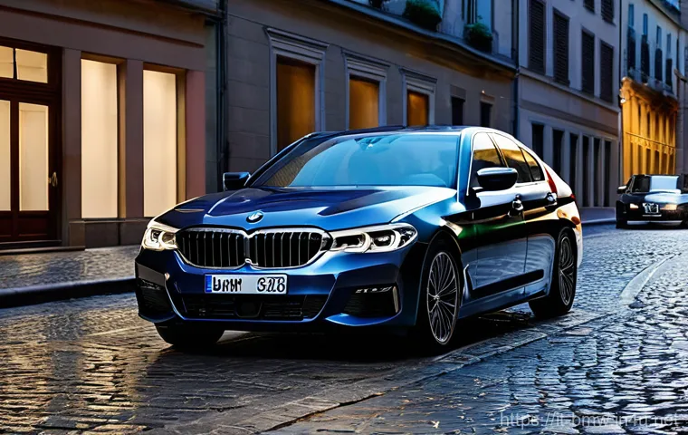 BMW 5시리즈의 주행 테스트 결과 - Image Prompt 1: "Milanese Evening Presence"**
