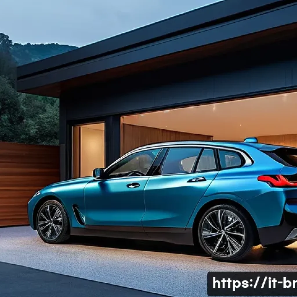 BMW i4의 전기차 충전 비용 - **Prompt:** A sleek, modern BMW i4 electric vehicle is parked inside a spotless, well-organized home...
