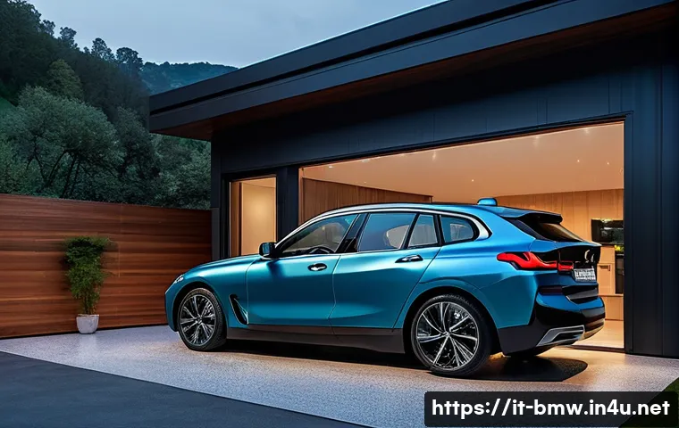 BMW i4의 전기차 충전 비용 - **Prompt:** A sleek, modern BMW i4 electric vehicle is parked inside a spotless, well-organized home...