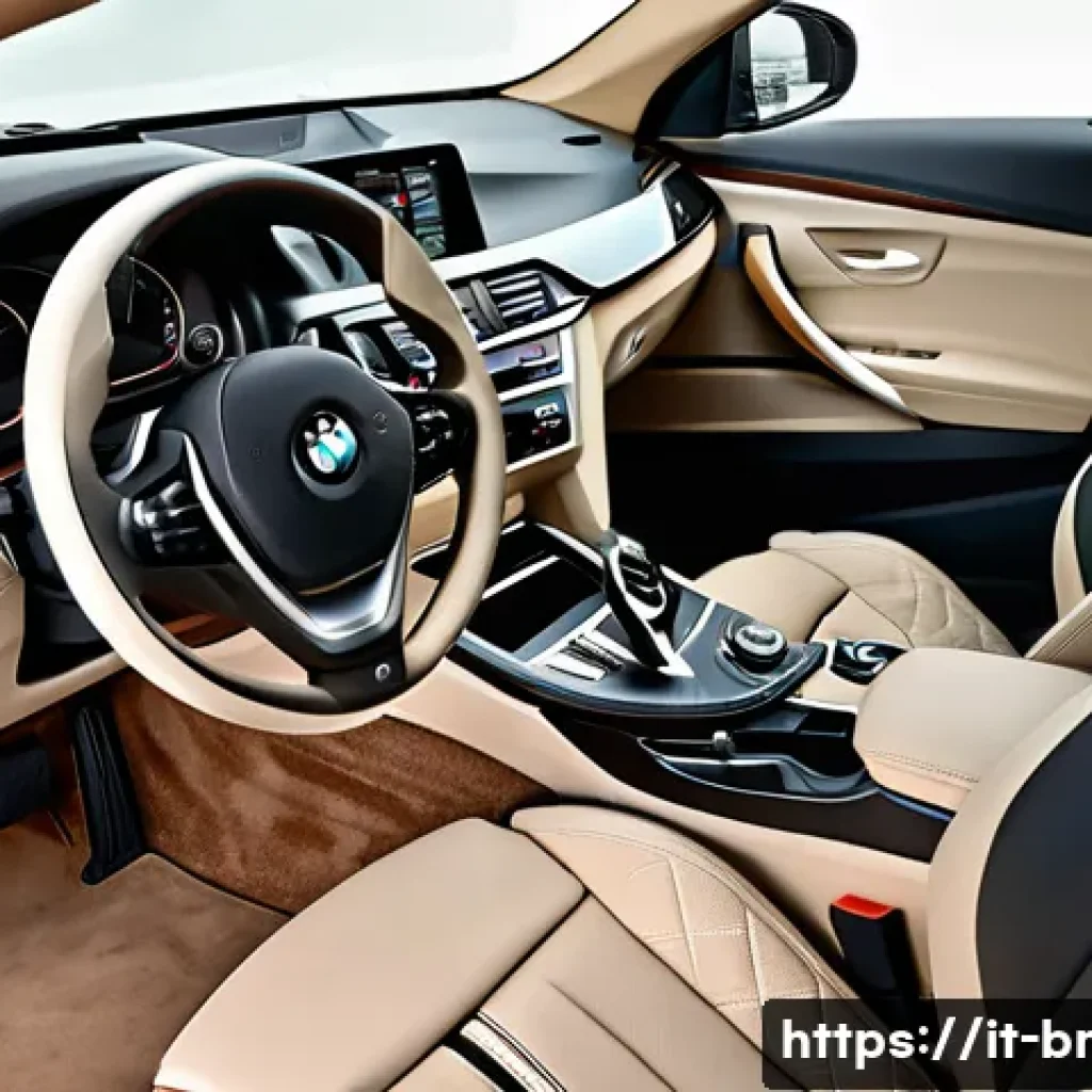 BMW 4시리즈 그란쿠페의 실내 공간 - A luxurious BMW Serie 4 Gran Coup&eacute; interior showcasing premium materials: soft, finely grained leath...